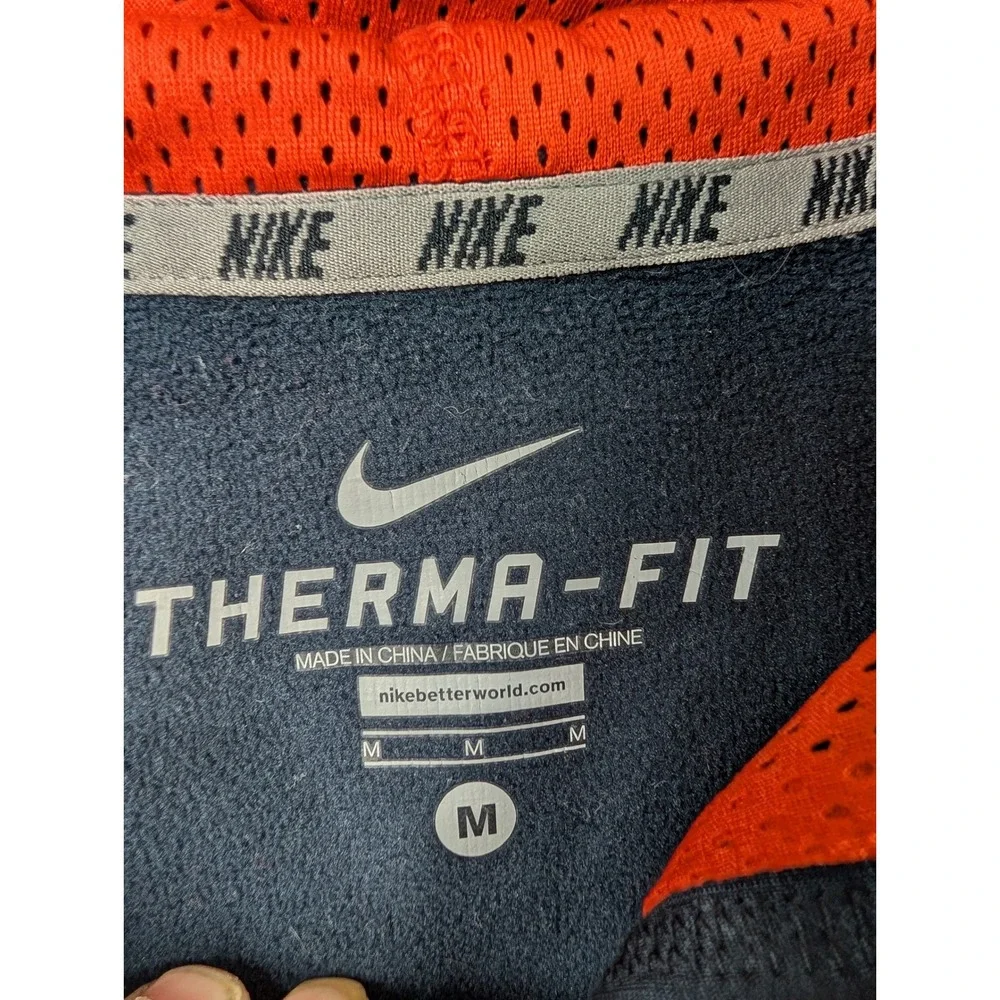Nike Mens Therma-Fit Full Zip Hoodie Gray Orange Geometric Pattern Size M